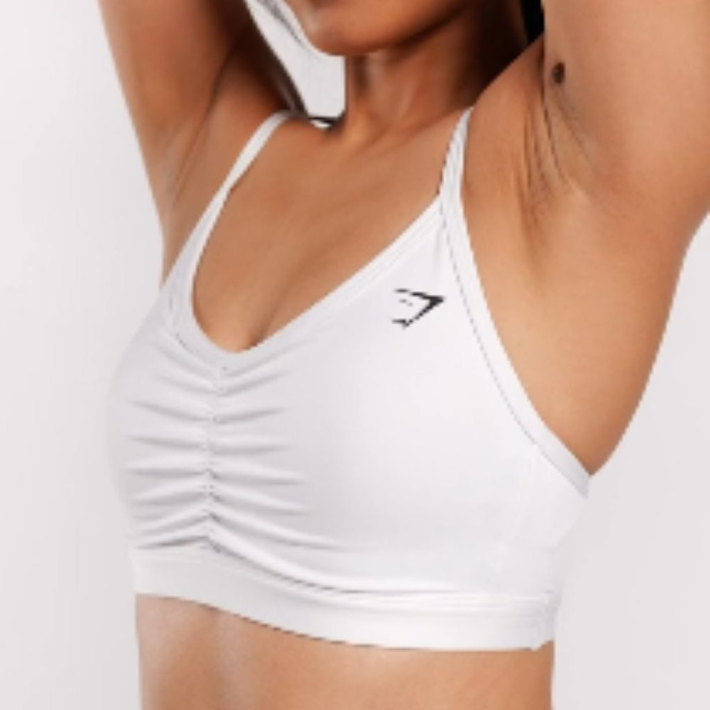 Gymshark White Ruched Sports Bra